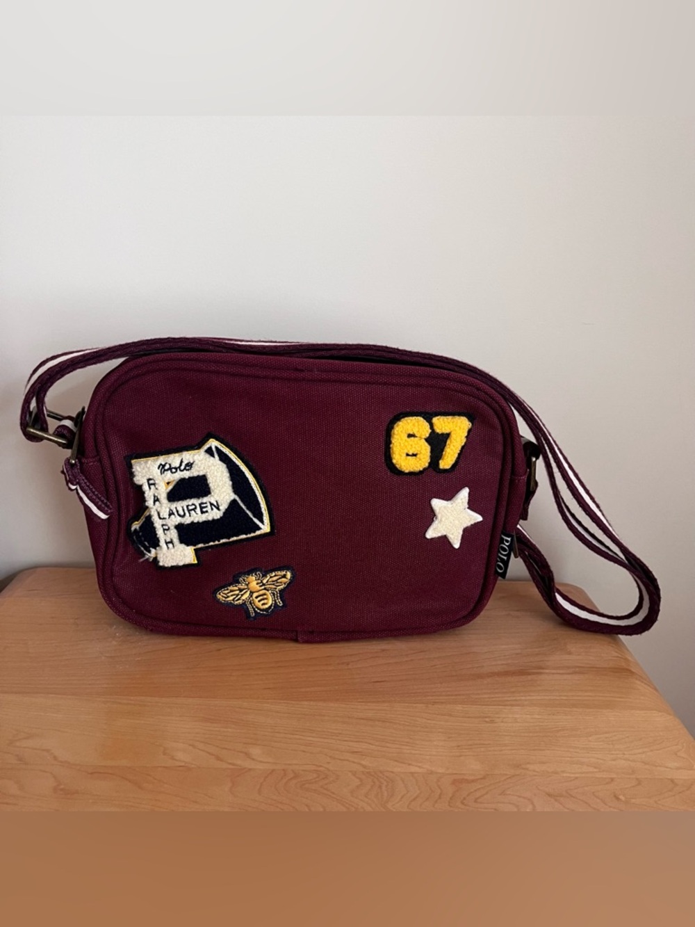 polo ralph lauren kids’ maroon shoulder bag